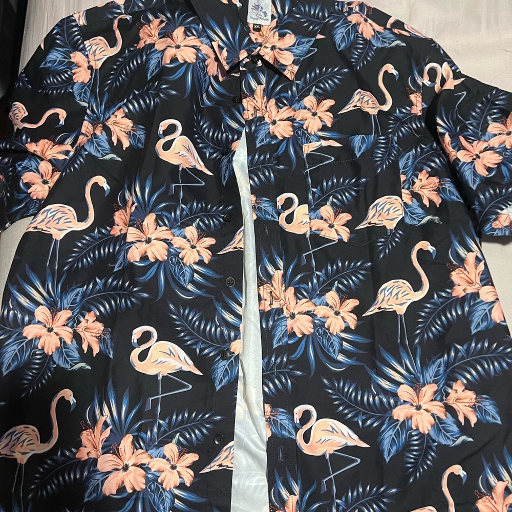 iHeartRaves Tropical Flamingo Shirt & Shorts - Black and Pink